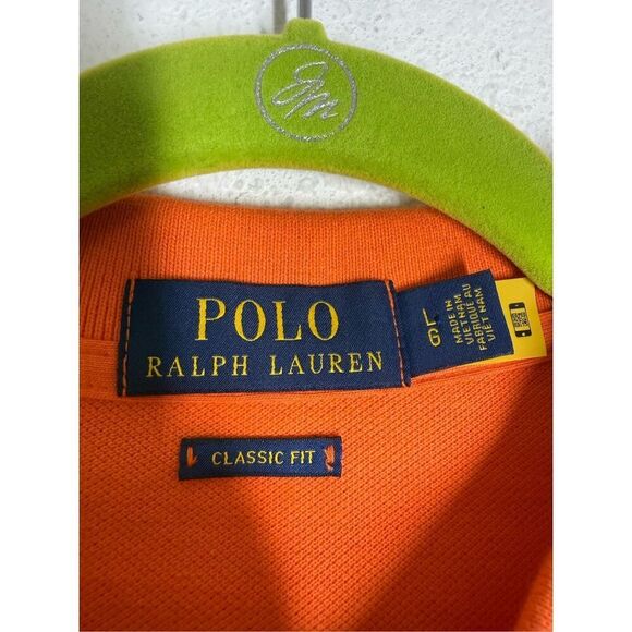 Polo Ralph Lauren Men’s Cotton Polo Shirt Orange Size L Classic Fit Logo - Picture 3 of 8